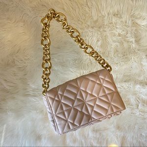 Zara quilted leather purse. Nude and gold. Brand new. ✨🤍